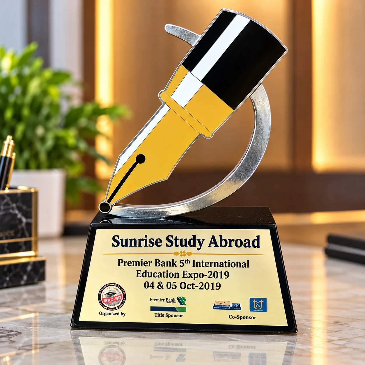 Sunrise Study Abroad's Honourable Partner award crest from the Premier Bank 5th International Education Expo 2019