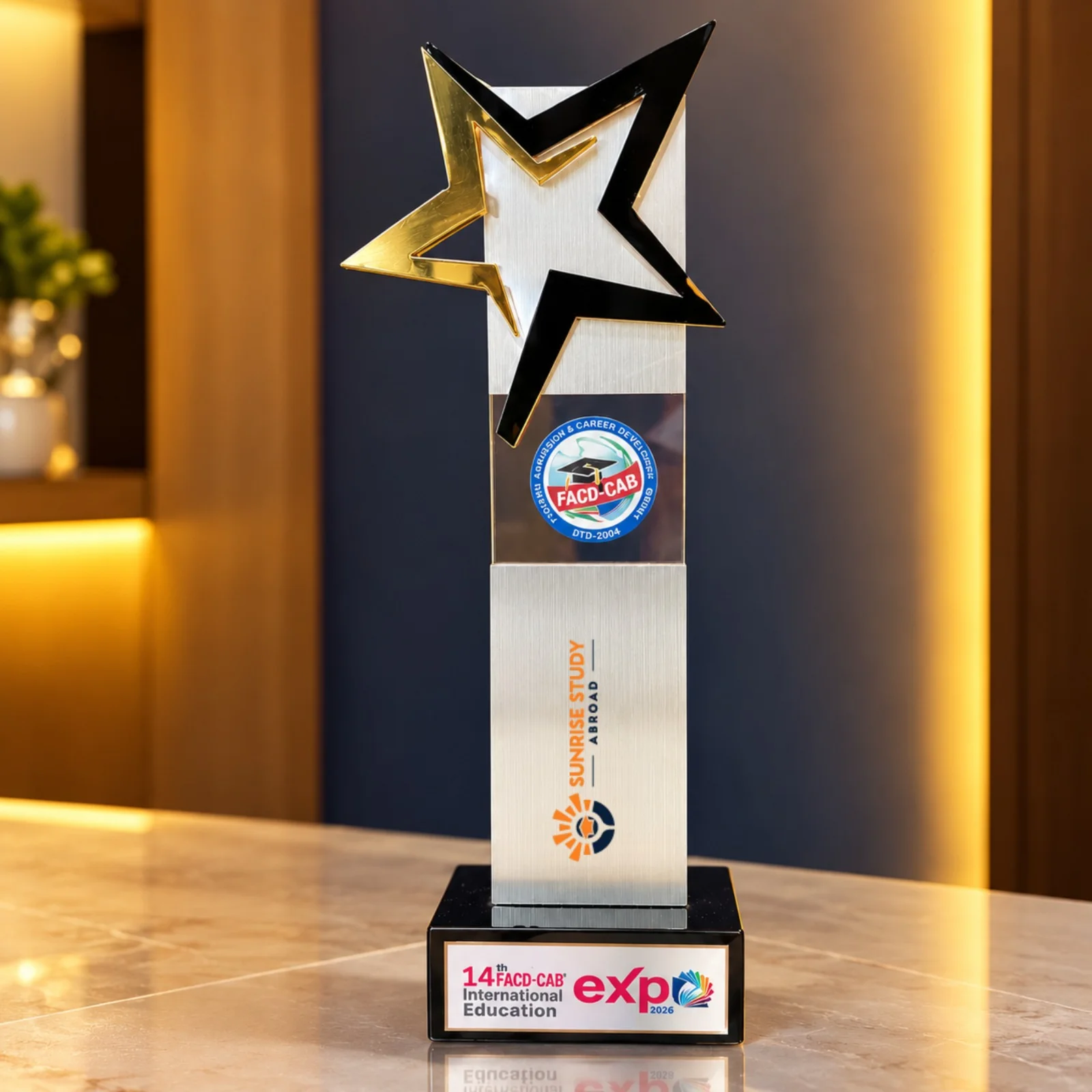 Sunrise Study Abroad's Honourable Partner award crest from the FACD-CAB Education Expo 2026